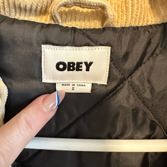 UO OBEY unwound corduroy varsity jacket size S NWOT - Picture 3 of 6